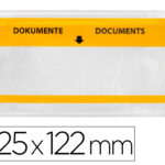 Pochette porte-documents q-connect 225x122mm auto-adhesive transparente texte francais allemand boite 100 unites