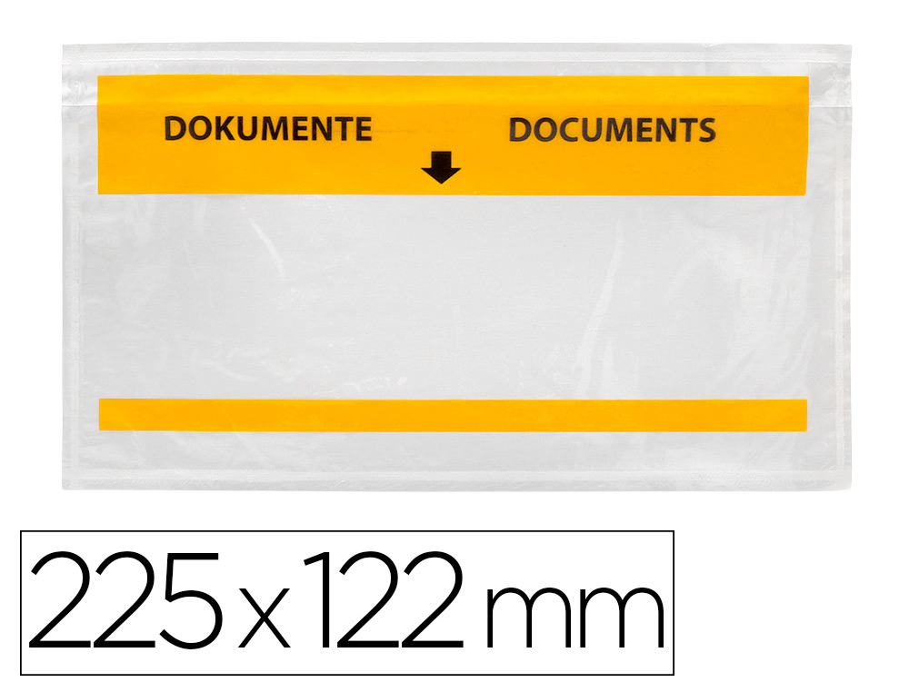928664g-1.jpg Pochette porte-documents q-connect 225x122mm auto-adhesive transparente texte francais allemand boite 100 unites – Image 1