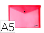 Pochette enveloppe liderpapel polypropylène 180 microns a5 210x148mm 50f fermeture bouton résistant transparent rouge