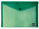 Pochette enveloppe liderpapel polypropylène 180 microns a5 210x148mm 50f fermeture bouton résistant transparent vert – Image 2