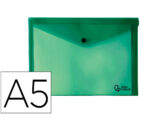 Pochette enveloppe liderpapel polypropylène 180 microns a5 210x148mm 50f fermeture bouton résistant transparent vert