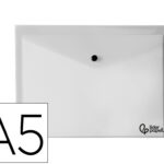 Pochette enveloppe liderpapel polypropylène 180 microns a5 210x148mm 50f fermeture bouton résistant transparent