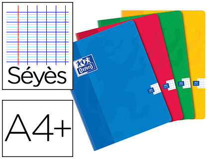 Cahier broché oxford brochure souple optik paper couverture pelliculée lavable a4+ 24x32cm 192 pages 90g séyès