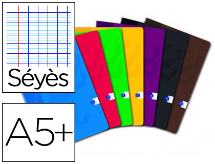 Cahier piqué oxford couverture pelliculée lavable a5+ 17x22cm 60 pages 90g séyès