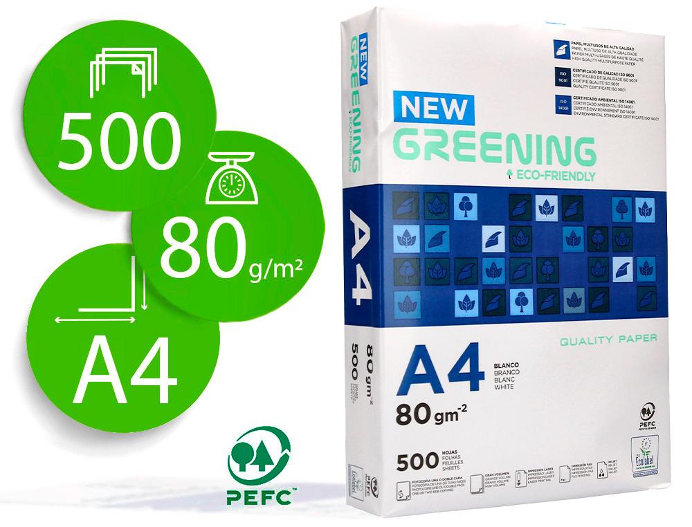 929591g-1.jpg Papier multifonction greening a4 80g haute qualité pefc blancheur 146 opacité 92 rigidité 112 500f . – Image 1