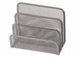 Trieur enveloppes q-connect métal mesh maille métallique 3 compartiments courrier 175x140x80mm coloris argent