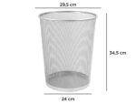 Corbeille à papier q-connect maille métallique forme circulaire 19l 295x345x240mm coloris gris – Image 2