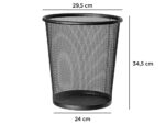 Corbeille à papier q-connect maille métallique forme circulaire 19l 295x345x240mm coloris noir – Image 2