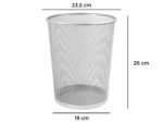 Corbeille à papier q-connect maille métallique forme circulaire 8.3l 235x260x190mm coloris argent – Image 2