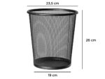 Corbeille à papier q-connect maille métallique forme circulaire 8.3l 235x260x190mm coloris noir – Image 2