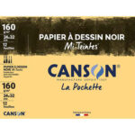 Papier dessin canson mi-teintes 160g a4+ unicolore noir pochette 12f