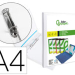 Classeur kangourou liderpapel 2 anneaux 16mm 283x320mm document a4 plastique dos 28mm coloris blanc