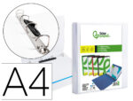 Classeur kangourou liderpapel 4 anneaux 16mm 283x320mm document a4 plastique dos 28mm coloris blanc