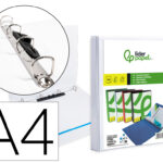 Classeur kangourou liderpapel 4 anneaux 16mm 283x320mm document a4 plastique dos 28mm coloris blanc