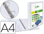 Classeur kangourou liderpapel 4 anneaux 25mm 283x320mm document a4 plastique dos 40mm coloris blanc