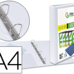 Classeur kangourou liderpapel 4 anneaux 25mm 283x320mm document a4 plastique dos 40mm coloris blanc