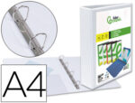 Classeur kangourou liderpapel 4 anneaux 40mm 283x320mm document a4 plastique dos 50mm coloris blanc