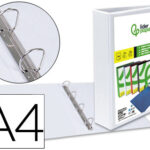 Classeur kangourou liderpapel 4 anneaux 55mm 283x320mm document a4 plastique dos 70mm coloris blanc