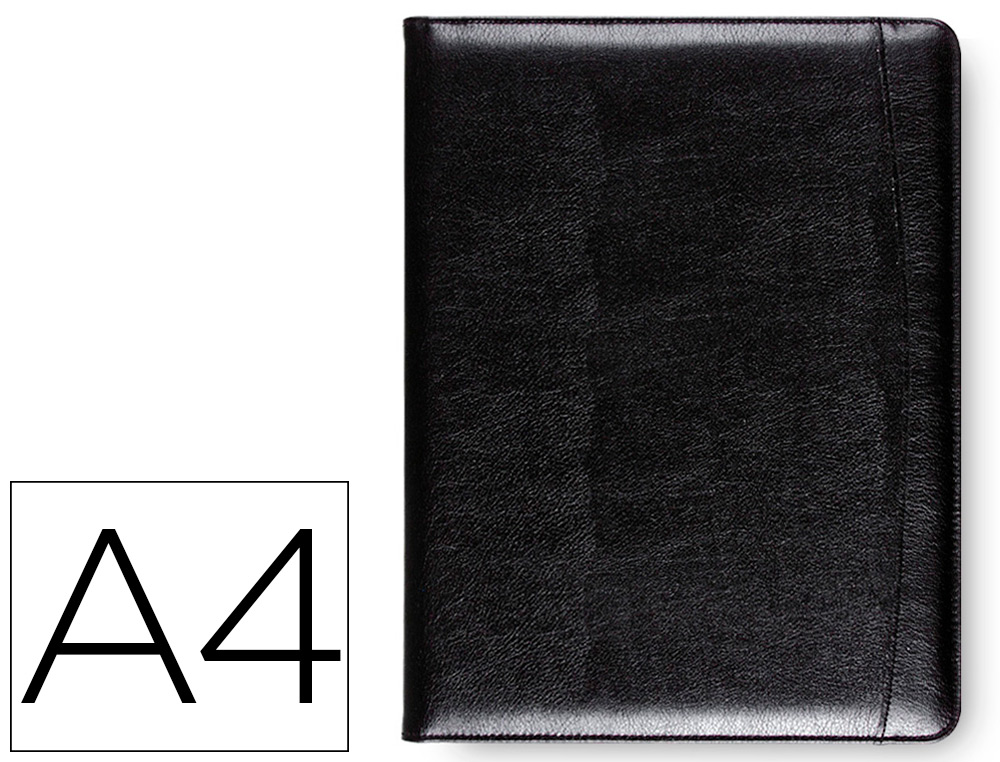 931370g-1.jpg Conférencier a4 plastique bloc -notes inclus plusieurs compartiments poche rabat 32x25x2,5cm coloris noir – Image 1