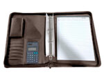 Conferencier q-connect a4 calculatrice plastique fermeture eclair pochette tel. portable 4 anneaux 40mm 35,5x26cm marron – Image 3