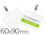 Badge q-connect clip pvc pince métallique carte blanche fournie format 60x90mm