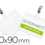 Badge q-connect clip pvc pince métallique carte blanche fournie format 60x90mm
