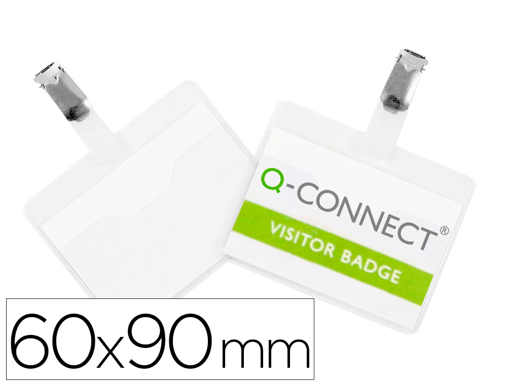 931620g-1.jpg Badge q-connect clip pvc pince métallique carte blanche fournie format 60x90mm – Image 1