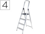 Escabeau q-connect aluminium 430x720x1490mm 4 marches 3.2kg  poids maximum supporté 150kg