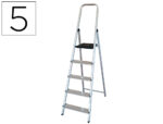 Escabeau q-connect aluminium 450x850x1720mm 5 marches 4.75k g poids maximum supporté 150kg