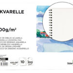 Bloc dessin liderpapel aquarelle spirale papier grain moyen lisse 300g/m2 format a3 420x297mm 10f
