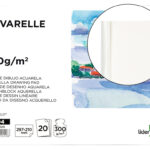 Bloc dessin liderpapel aquarelle encollé papier grain moyen lisse 300g/m2 format a4 297x210mm 20f