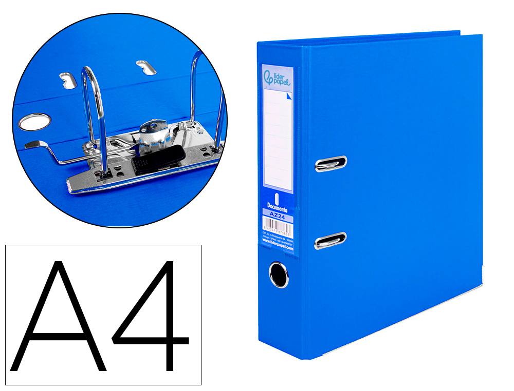 932053g-1.jpg Classeur levier liderpapel a4 documenta carton rembordé 1,9mm dos 75mm rado métallique coloris bleu – Image 1