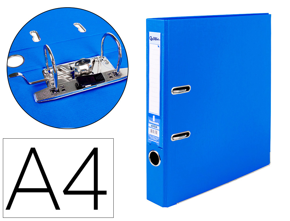 932059g-1.jpg Classeur levier liderpapel a4 documenta carton rembordé 1,9mm dos 52mm rado métallique coloris bleu – Image 1