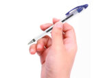 Stylo-bille q-connect transparent trait 0.4mm pointe moyenne 0.7mm encre douce grip caoutchouc coloris bleu – Image 4