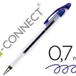 Stylo-bille q-connect transparent trait 0.4mm pointe moyenne 0.7mm encre douce grip caoutchouc coloris bleu