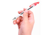 Stylo-bille q-connect transparent trait 0.4mm pointe moyenne 0.7mm encre douce grip caoutchouc coloris rouge – Image 2
