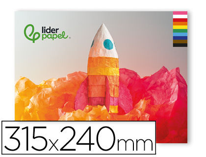 932614g-1.jpg Papier de soie liderpapel 18g/m2 format a4+ 240x315mm coloris assortis bloc 10f – Image 1