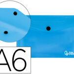Pochette enveloppe liderpapel polypropylène 180 microns a6 148x105mm 50f fermeture bouton transparent bleu