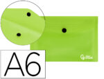 Pochette enveloppe liderpapel polypropylène 180 microns a6 148x105mm 50f fermeture bouton transparent vert