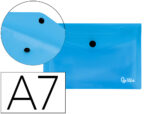 Pochette enveloppe liderpapel polypropylène 180 microns a7 105x74mm 50f fermeture bouton résistant transparent bleu