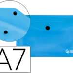 Pochette enveloppe liderpapel polypropylène 180 microns a7 105x74mm 50f fermeture bouton résistant transparent bleu