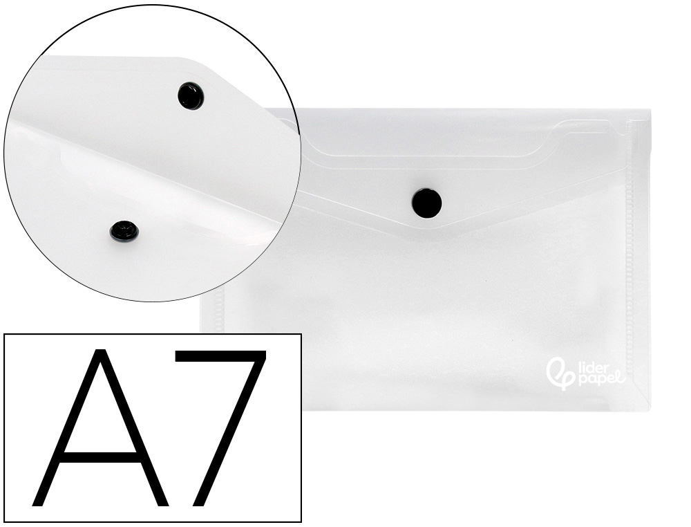 932850g-1.jpg Pochette enveloppe liderpapel polypropylène 180 microns a7 105x74mm 50f fermeture bouton résistant transparent – Image 1