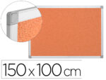 Tableau liège q-connect mural cadre aluminium argenté mat coins plastiques fixation mur épaisseur 5mm 150x100cm