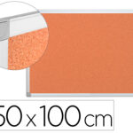 Tableau liège q-connect mural cadre aluminium argenté mat coins plastiques fixation mur épaisseur 5mm 150x100cm