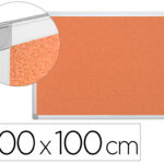 Tableau liège q-connect mural cadre aluminium argenté mat coins plastiques fixation mur épaisseur 5mm 200x100cm