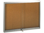 Vitrine q-connect cadre aluminium fond liège portes coulissantes méthacrylate serrure fixation mur 24f a4 200x100x6cm – Image 2