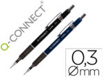 Porte-mine q-connect kappa 0.3mm pointe rétractable gomme bouton poussoir grip caoutchouc coloris assortis