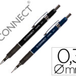 Porte-mine q-connect kappa 0.3mm pointe rétractable gomme bouton poussoir grip caoutchouc coloris assortis