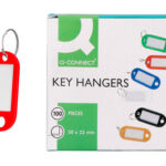 Porte-clés q-connect porte-étiquette plastique 50x22mm coloris rouge présentoir 100 unités