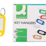 Porte-clés q-connect porte-étiquette plastique 50x22mm coloris jaune présentoir 100 unités